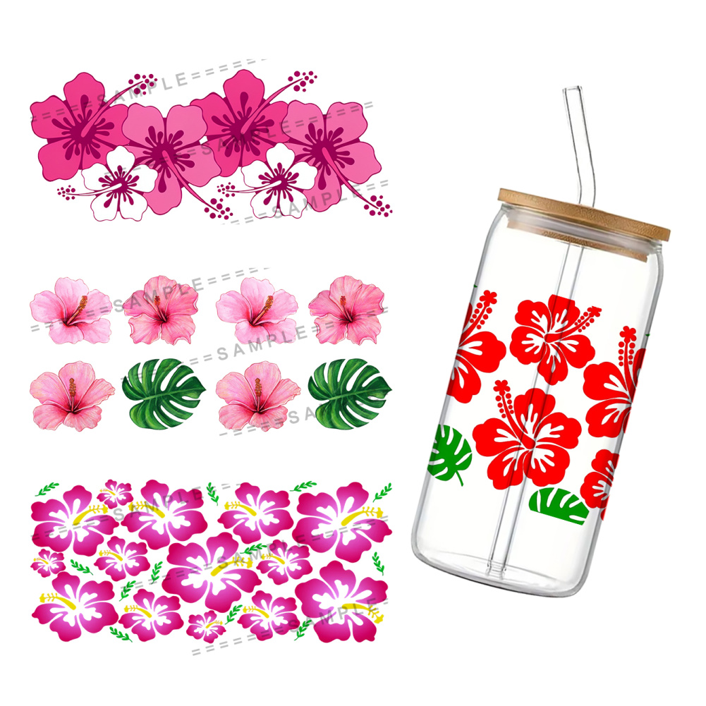 Rdta Tank Glass - Stiker Hibiscus Syriacus UV DTF 11x24cm